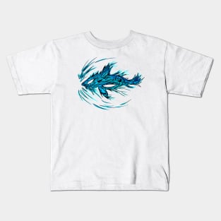 Turquoise Shark Tattoo Kids T-Shirt